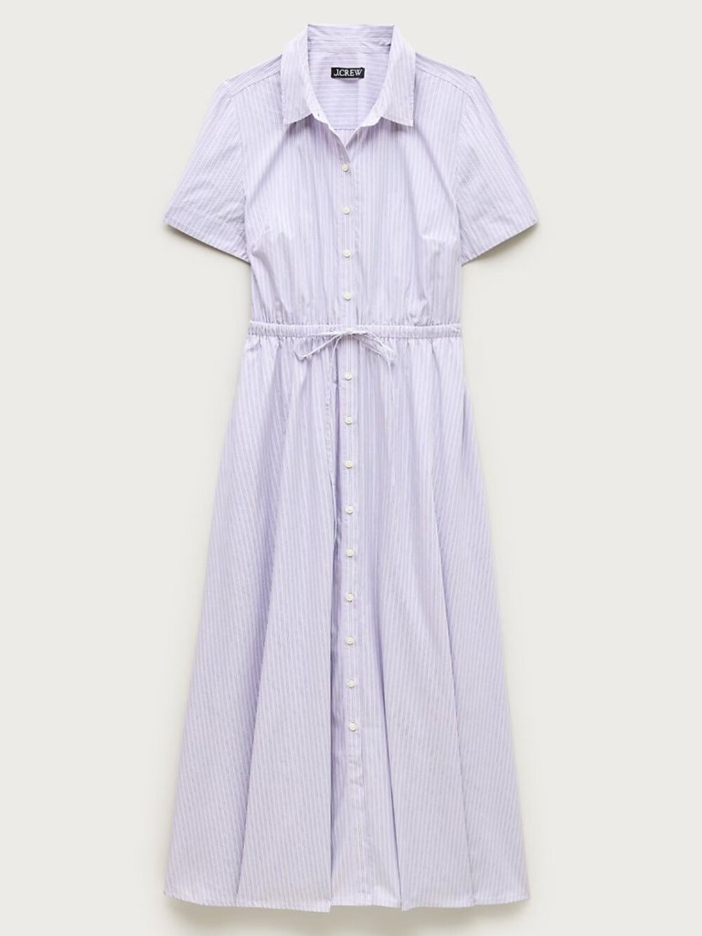 J. Crew Cerise Shirt-Dress in Striped Cotton Poplin Lavender